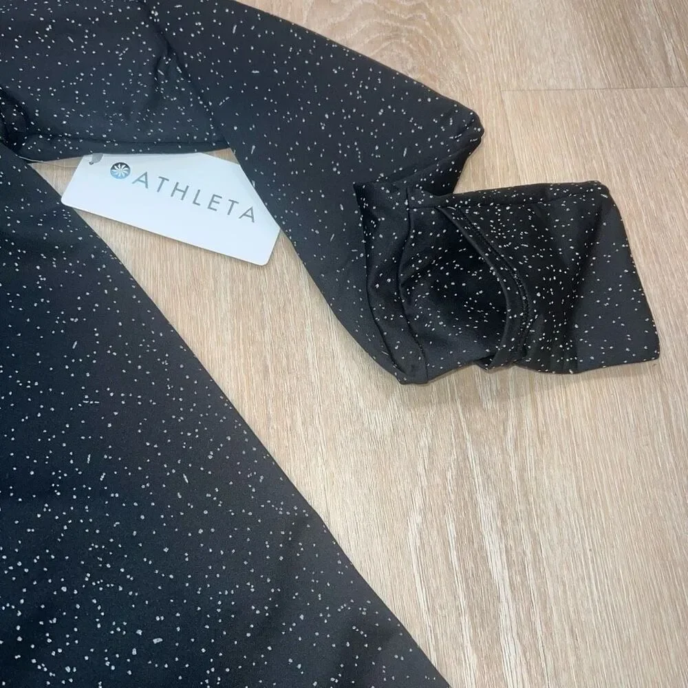 Athleta Whistler Half Zip Quick Dry Fitted Pullover, Black & Spots Women’s Small - Picture 10 of 13